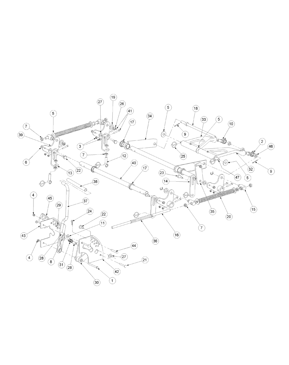 Lift Assembly Diagram and Parts List for M54-KW 53DB5DBW750-23-HP Cub Cadet Lawn Tractor